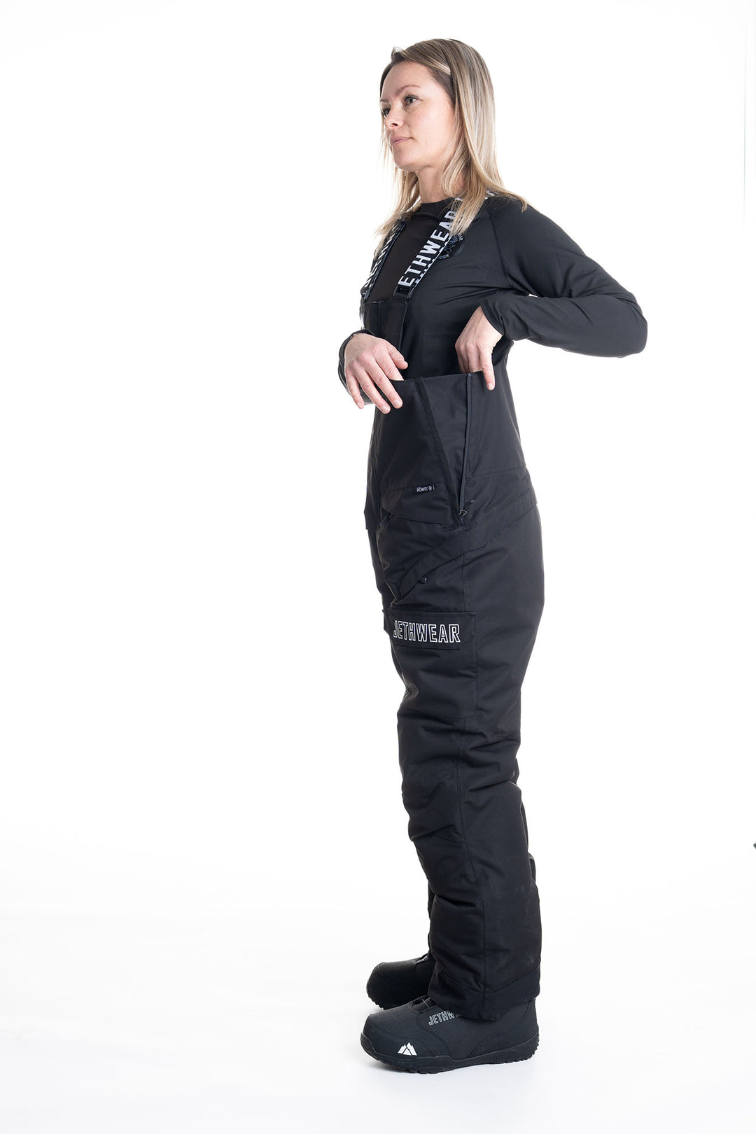 Jethwear W's Treeline Bib Pant - vuoratut skootterihousut, musta