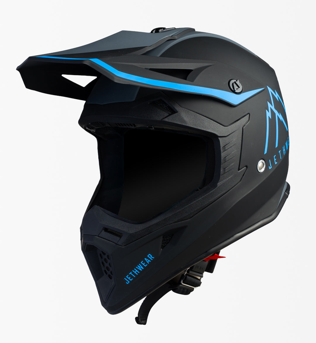 Jethwear Force Helmet - Black/Grey/Cobalt Skoterhjälm