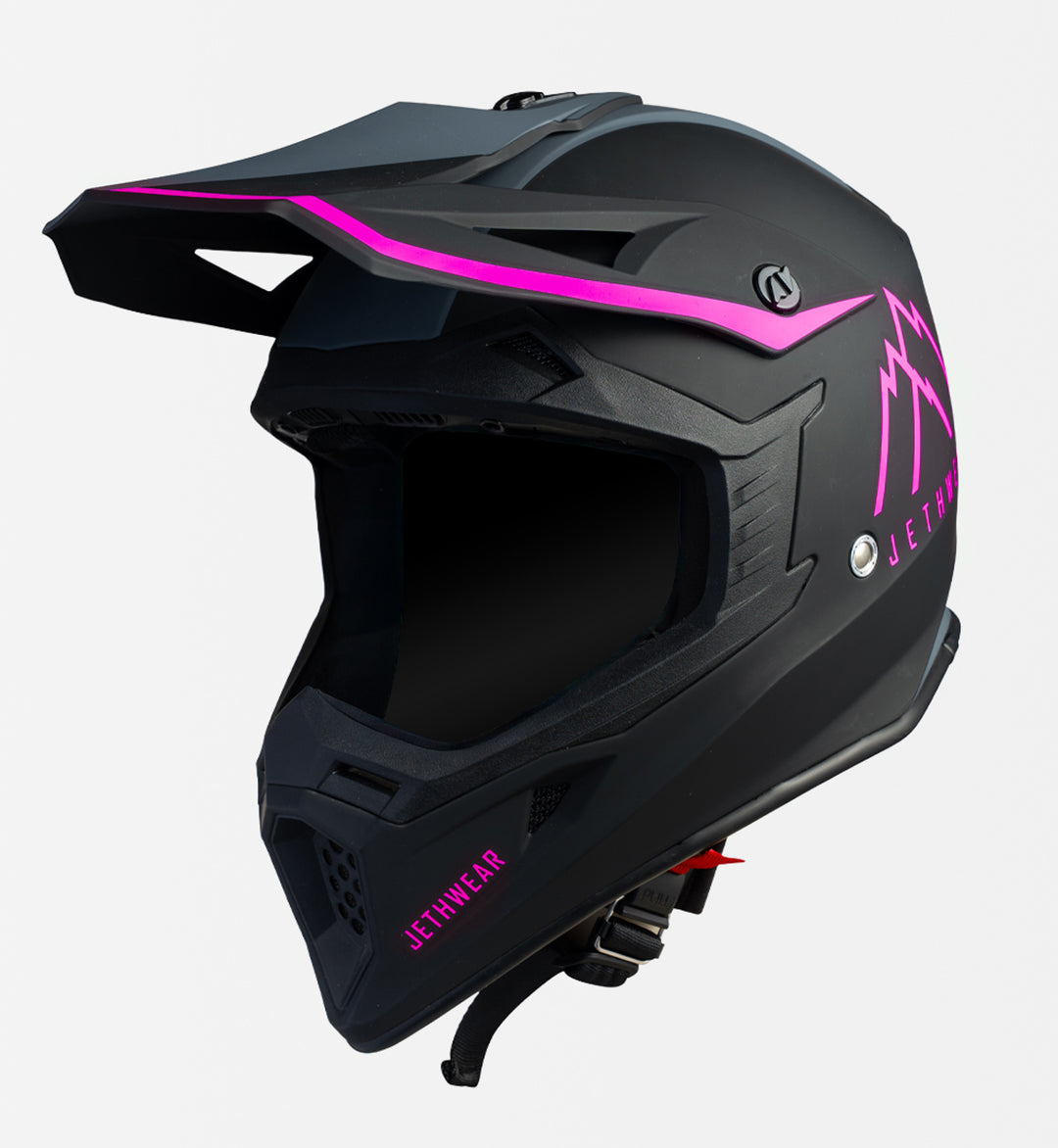 Jethwear Force Helmet - Black/Grey/Pink Skoterhjälm