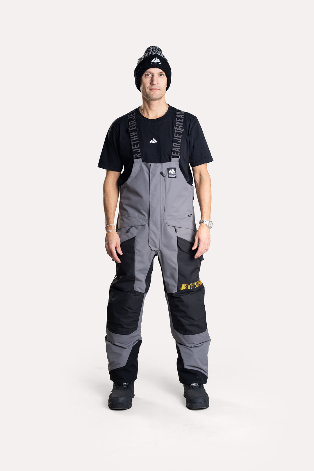 Jethwear M's Treeline Bib Pant - Black/Grey Skalbyxor