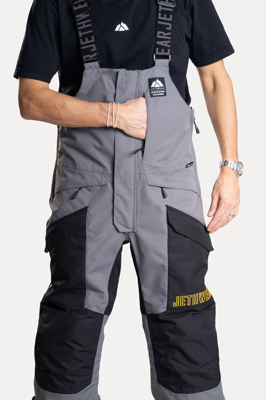 Jethwear M's Treeline Bib Pant - Black/Grey Skalbyxor